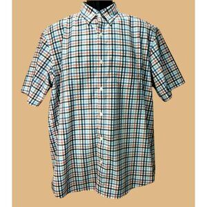 L.L. Bean Mens Traditional Plaid Short Sleeve Shirt Large